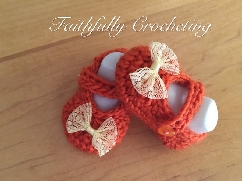 Ready to ship.. Soft shoes Orange shoes.. SALE Newborn Mary Janes shoes..