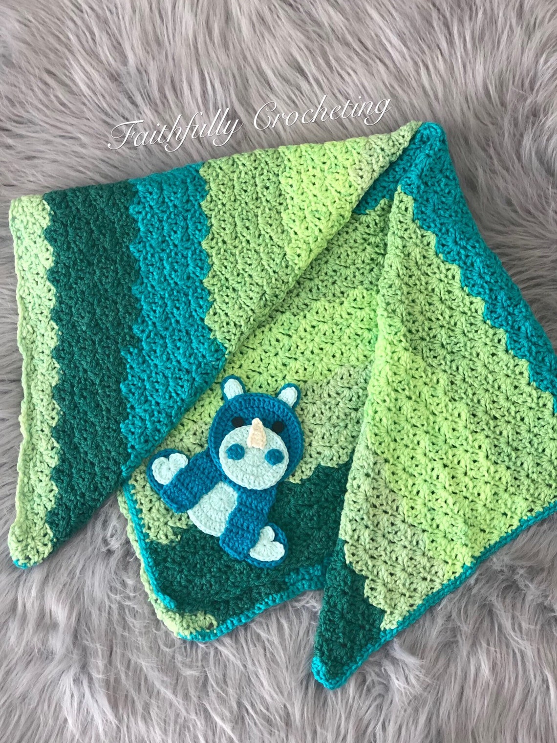 Rhino baby blanket blue rhino blanket acrylic baby blanket Etsy