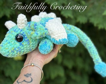Large dragon, plush dragon, stuffed animal, ready to ship plushie, blue  dragon, Christmas gift, dragon plushie, colorful dragon