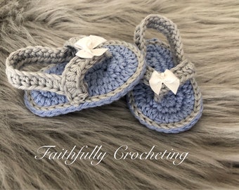 Newborn girl sandals, flip flop sandals, baby girl shoes, summer shoes, cotton sandals, beach shoes, ready to ship