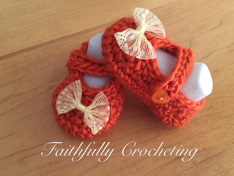 Ready to ship.. Soft shoes Orange shoes.. SALE Newborn Mary Janes shoes..