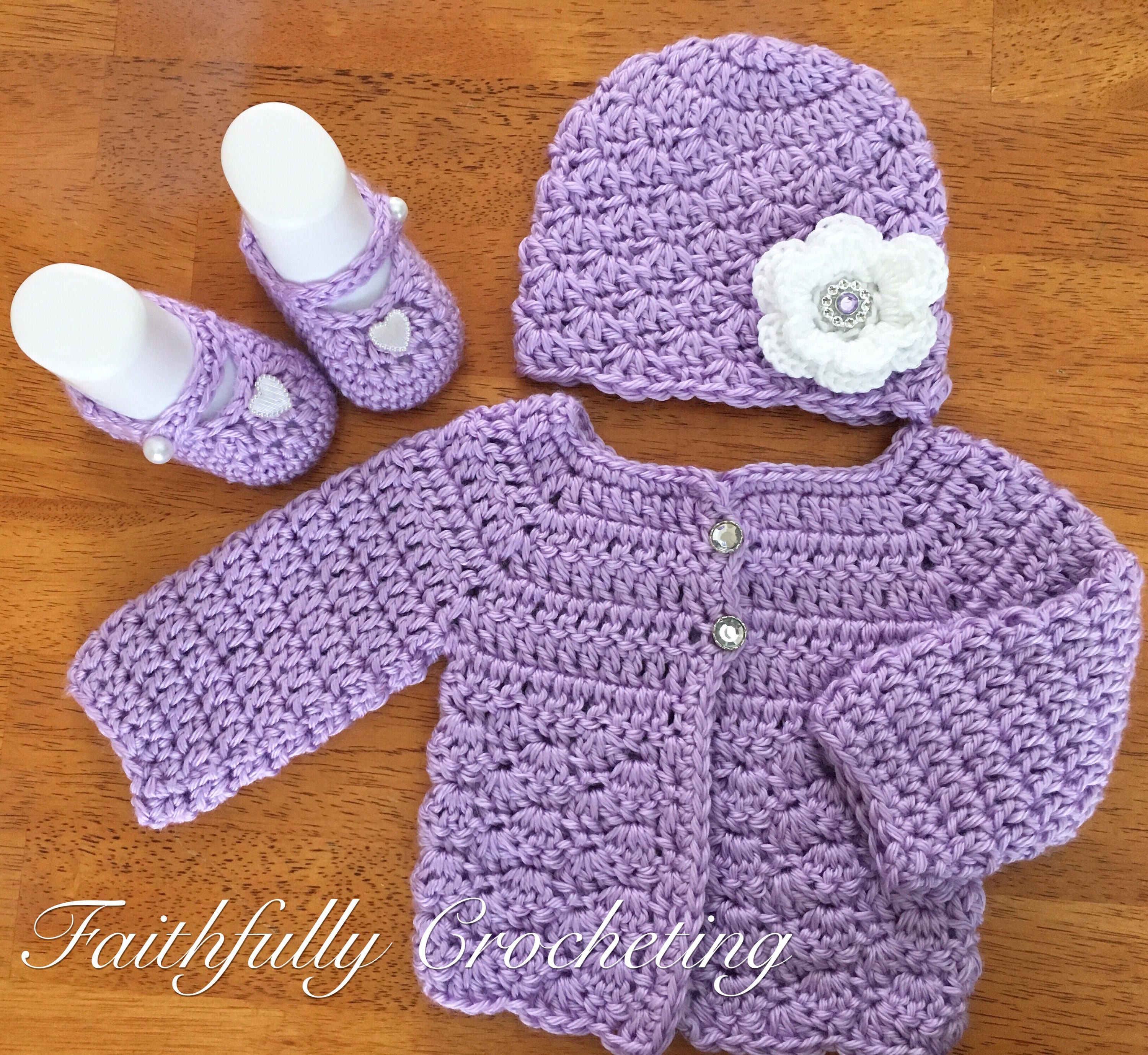 Newborn girl sweater set... lavendar long sleeve sweater.. Etsy