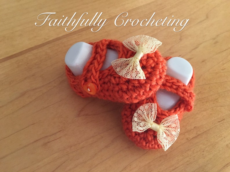 Ready to ship.. Soft shoes Orange shoes.. SALE Newborn Mary Janes shoes..