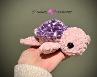 Crocheted baby turtle, amigurumi turtle, turtle plushie, ready to ship, purple plush turtle, baby purple turtle