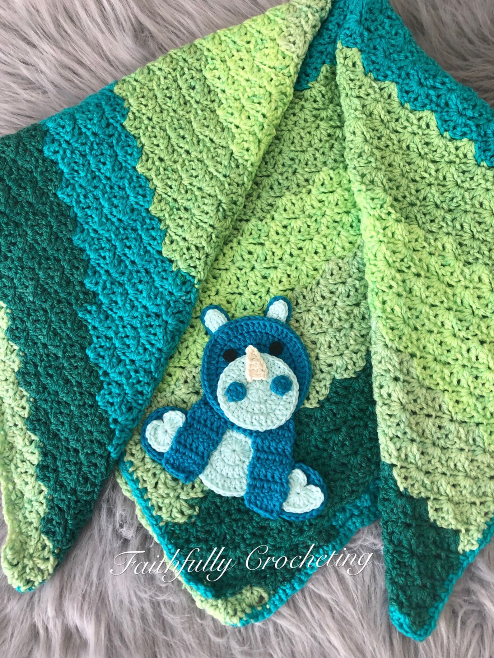 Rhino baby blanket blue rhino blanket acrylic baby blanket Etsy