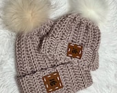 Mama bear and baby bear beanie, mommy and me hats, 0 3 months hat, coming home hats, new mom gift, ready to ship