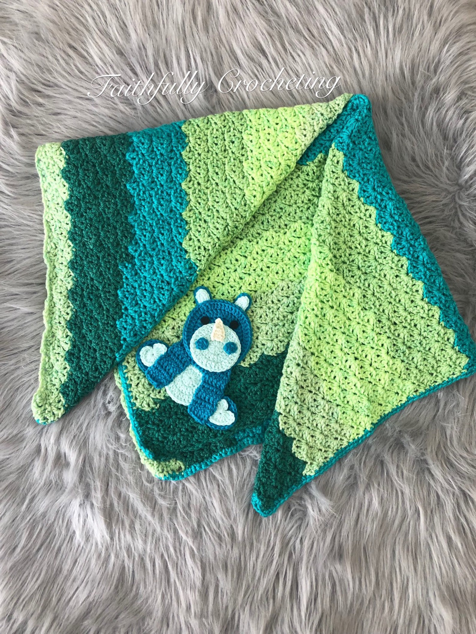 Rhino baby blanket blue rhino blanket acrylic baby blanket Etsy