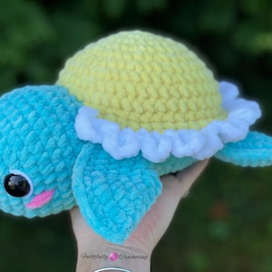 Crochet daisy turtle plushie, turtle plushie, large turtle amigurumi, ready to ship, daisy turtle