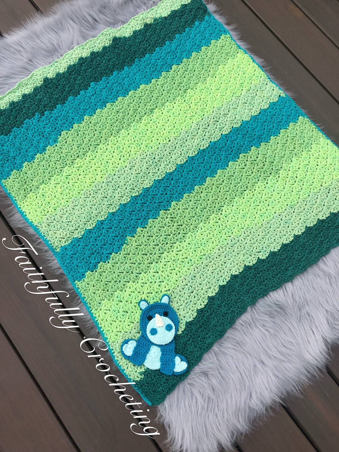 Rhino baby blanket blue rhino blanket acrylic baby blanket Etsy