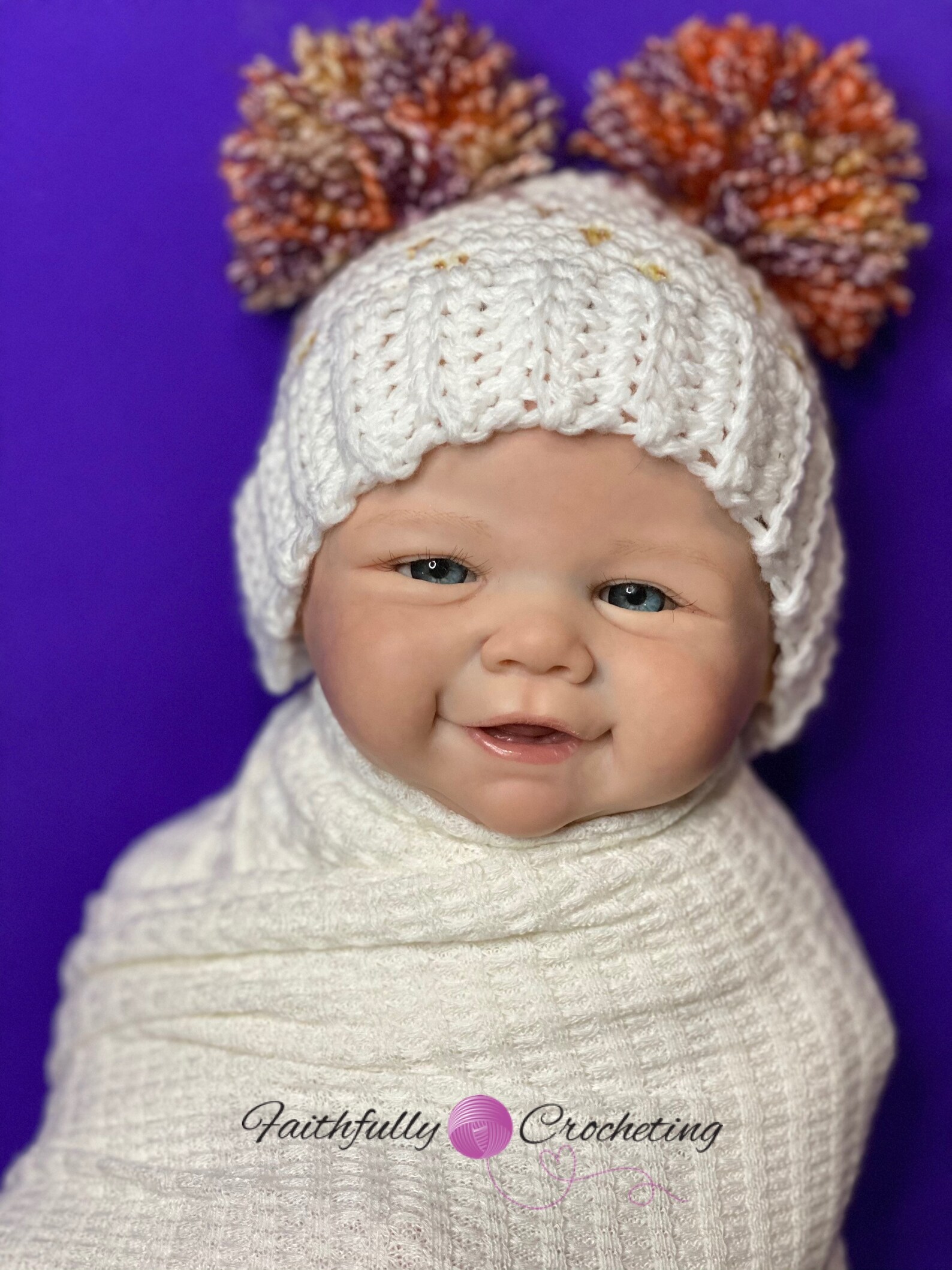 Newborn Girl Hat Double Pom Pom Hat Baby Shower Gift Ready Etsy