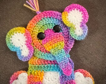 Rainbow sitting elephant appliqué, baby appliqué, baby shower theme, nursery decor, ready to ship, rainbow baby