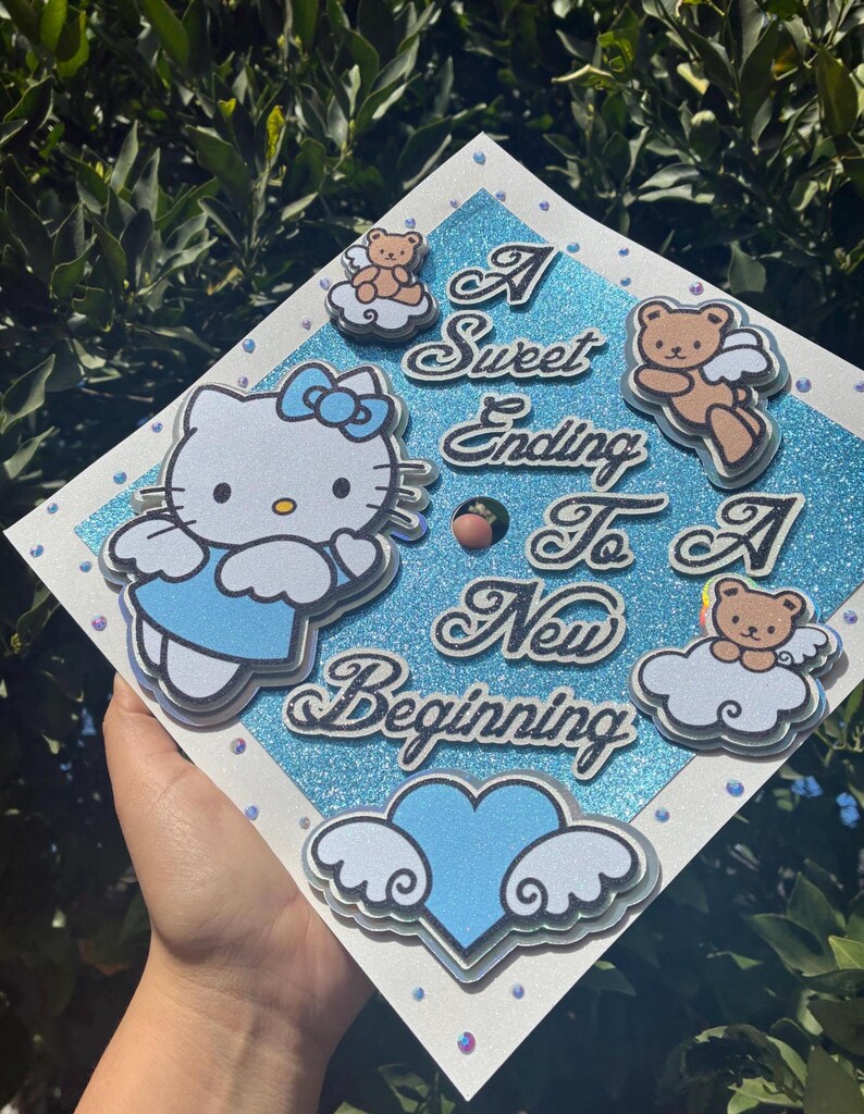 Angel Hello Kitty Light Blue, Light Pink Graduation Cap Topper - Etsy