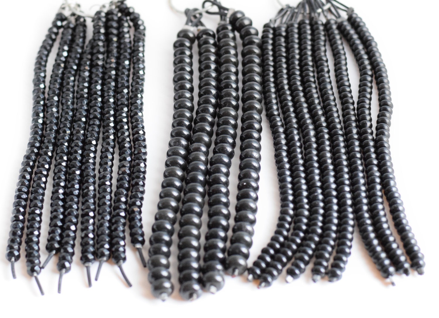 Obsidian Large Hole Gemstone Bead Strand, 5x8mm faceted gemstone