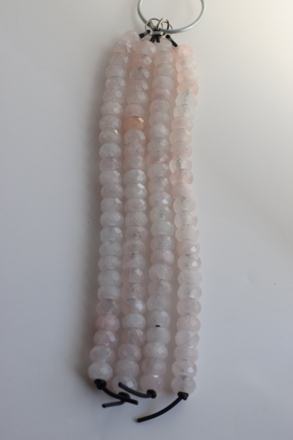 Rose Quartz Large Hole Gemstone Bead Strand, 8x12mm faceted rondelle