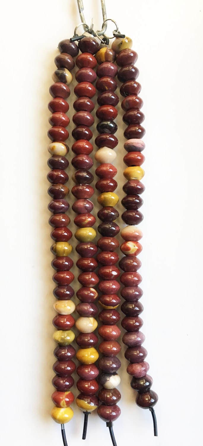 Mookaite Large Hole Gemstone Bead Strand, 8x12mm rondelle, large hole