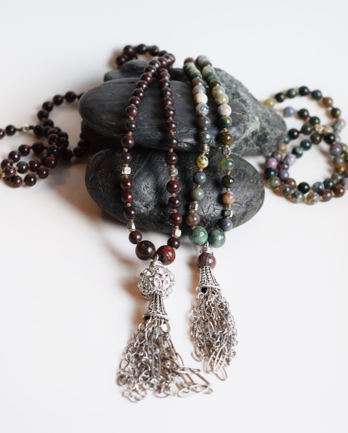 Gemstone Tassel Necklace Tutorial, How to make knotted bead tassel