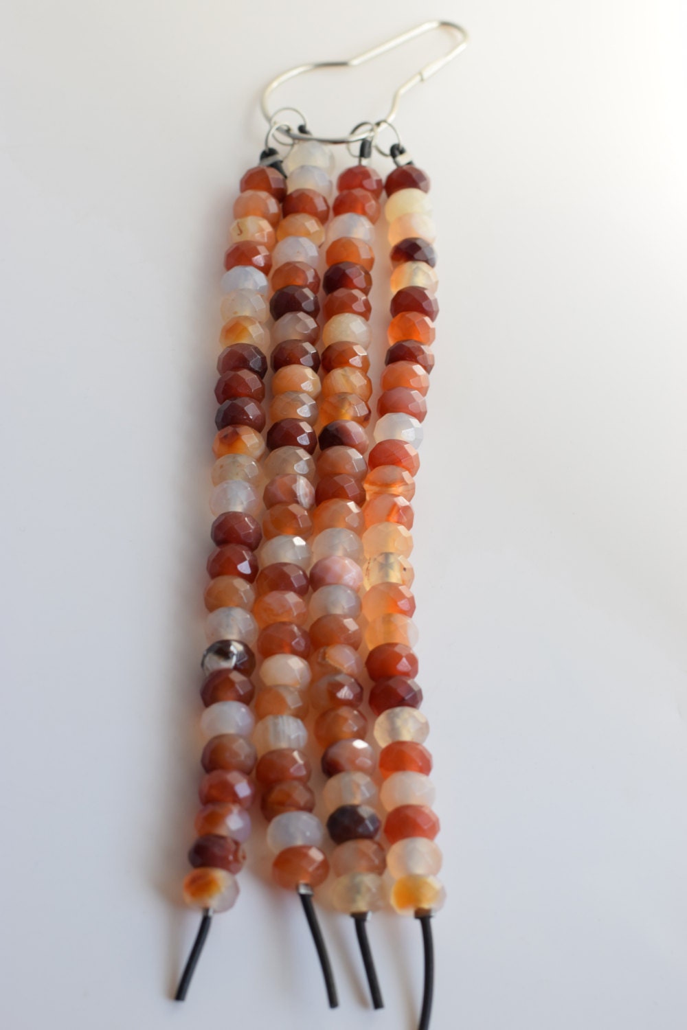 Carnelian Large Hole Gemstone Bead Strand, 8x12mm faceted rondelle ...