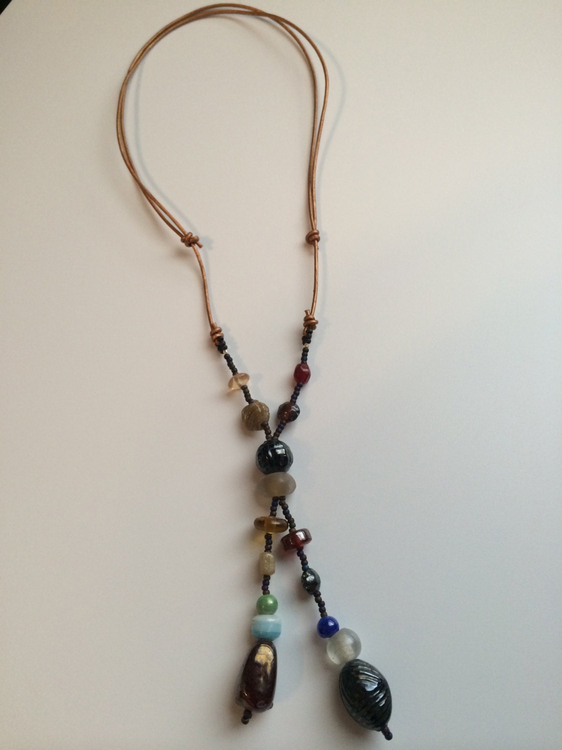 Adjustable Leather Necklace Tutorial, leather lariat necklace, leather