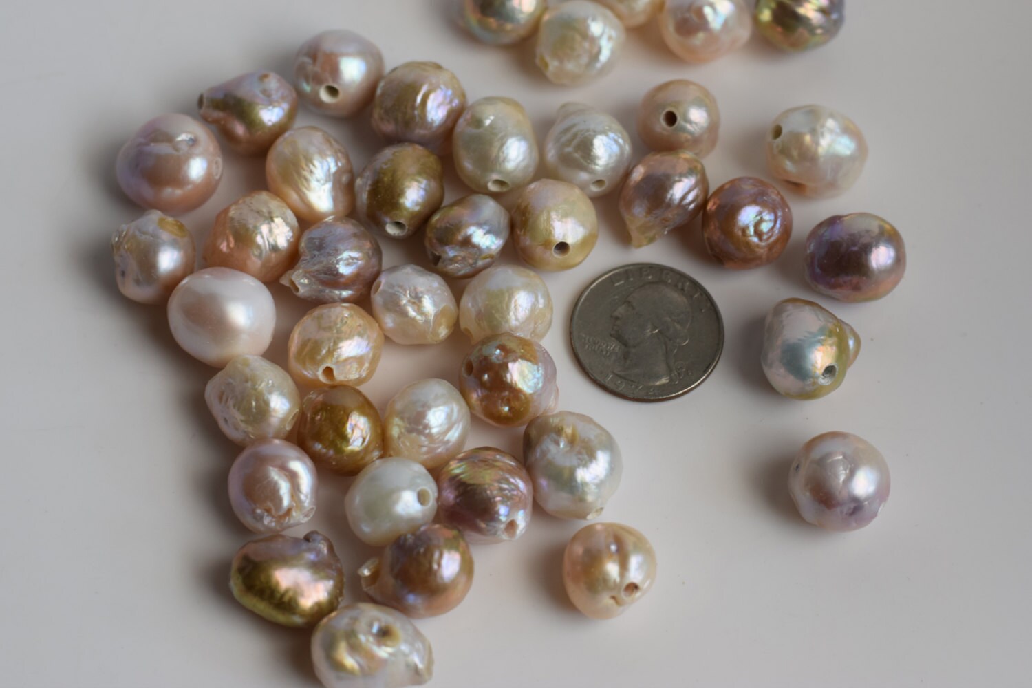 Large Hole Natural Baroque Pearls with 2.5mm hole, 14mm , big 2.5mm