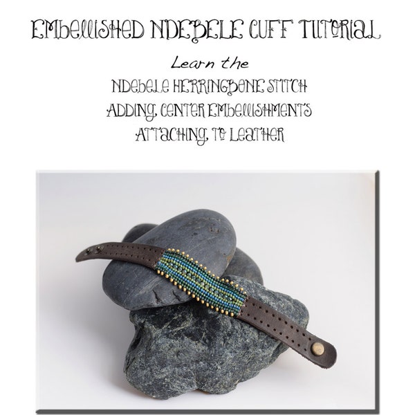 Embellished Ndebele Herringbone Cuff Tutorial, How to make leather and bead bracelet, make stitched leather jewelry,leather jewelry tutorial