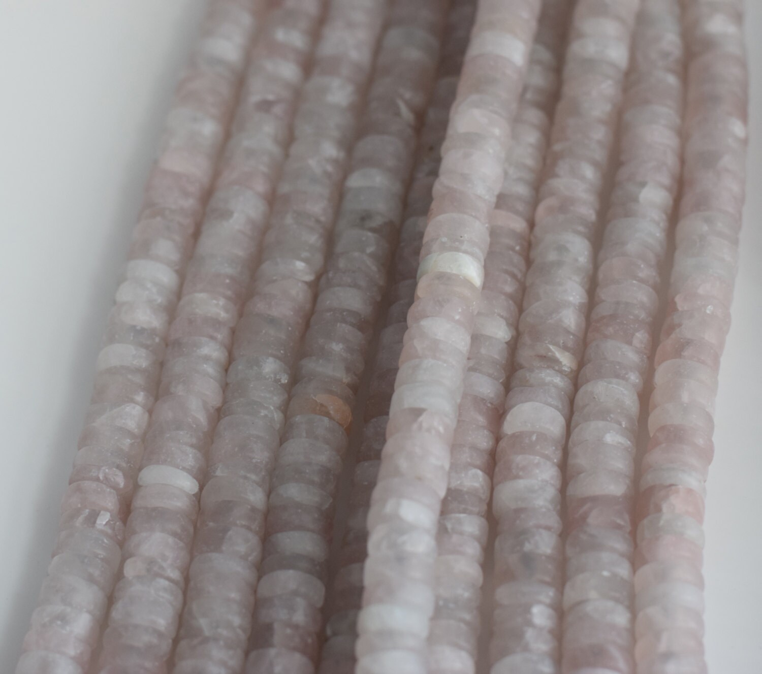 Rose Quartz Large Hole Gemstone Bead Strand, gemstone Heishi, large