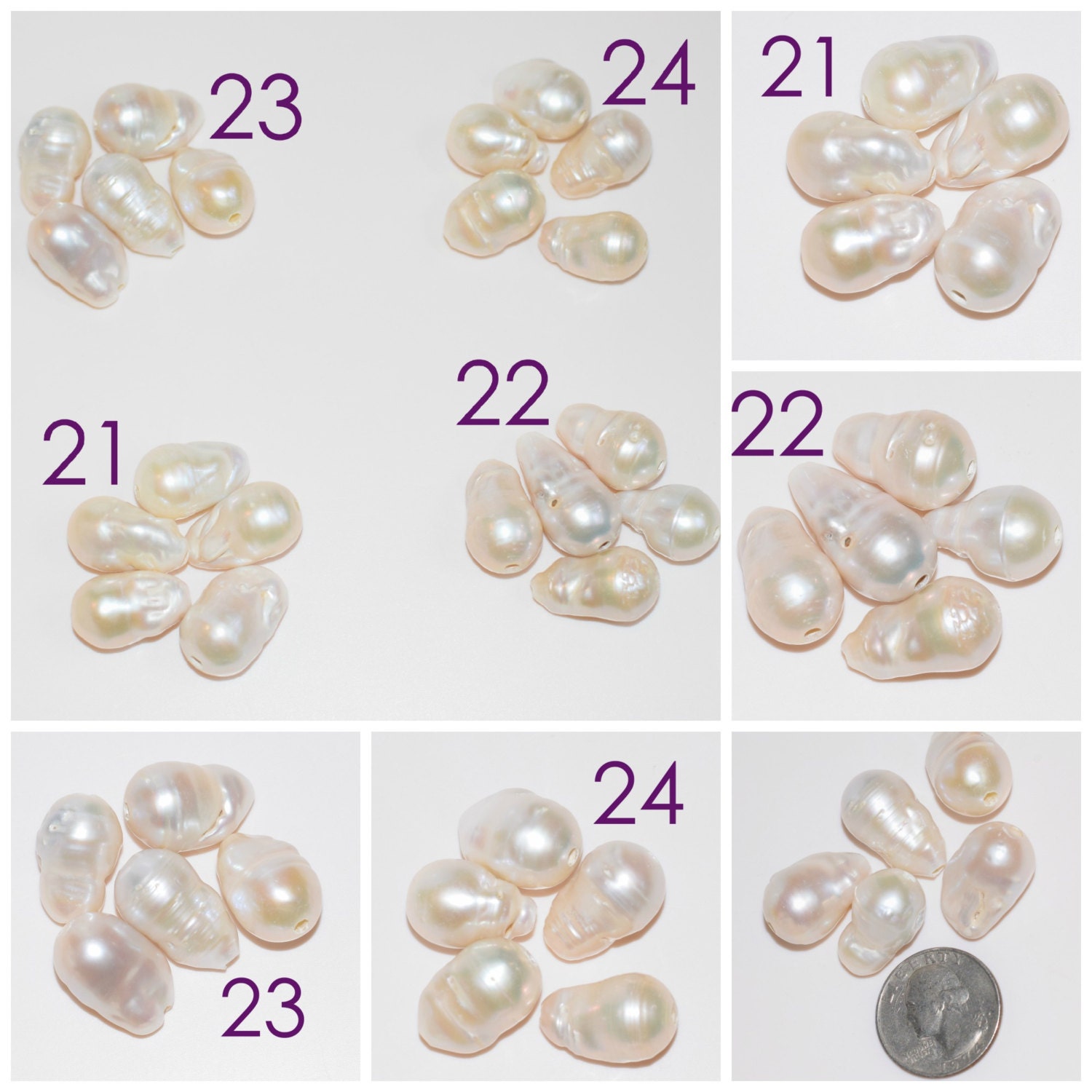 Large Hole Baroque Pearls with 2.5mm hole, 14mm x 20mm 14mm x 24mm