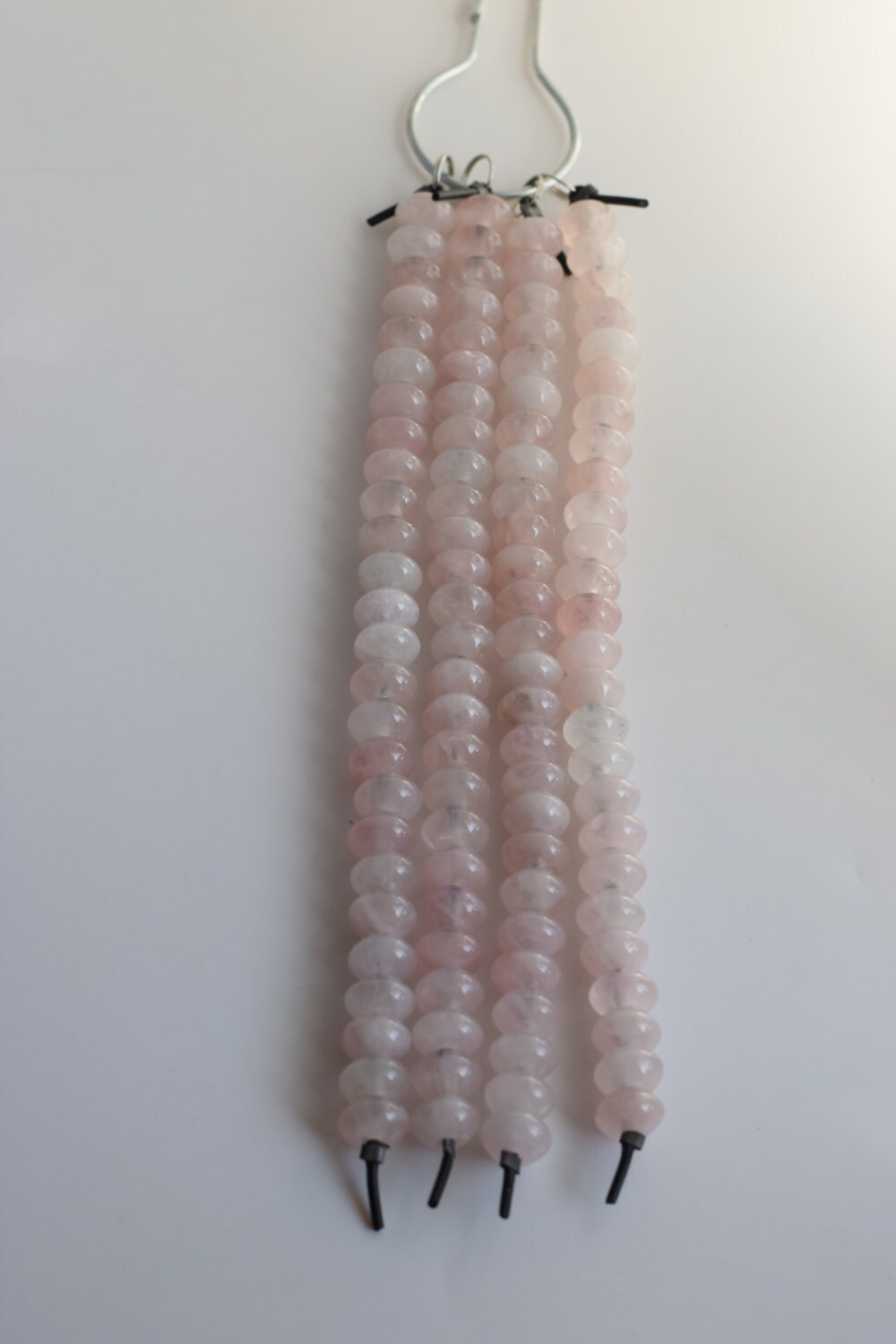 Rose Quartz Large Hole Gemstone Bead Strand, 8x12mm smooth rondelle