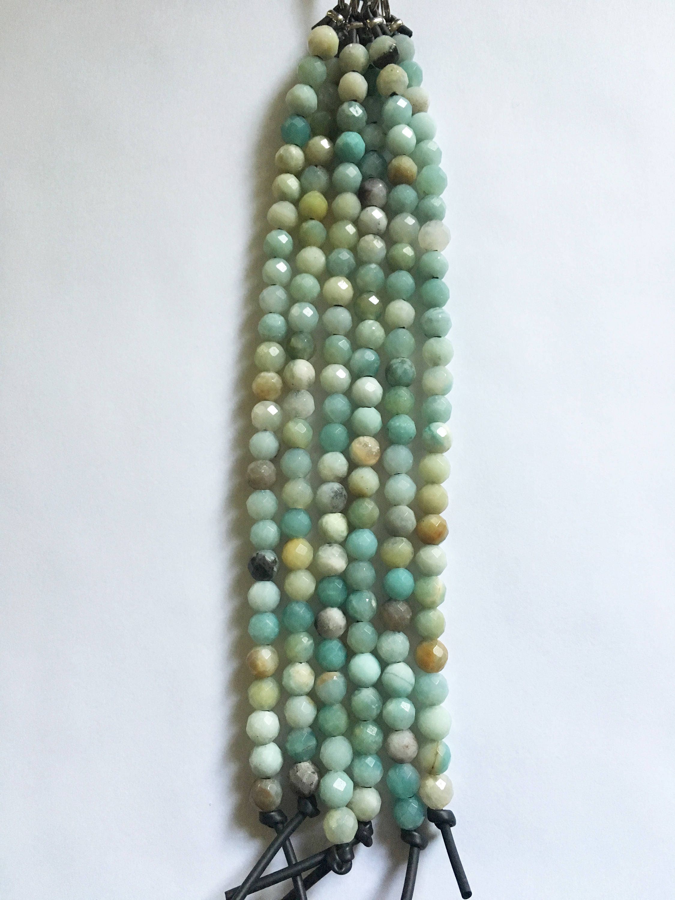 Amazonite Faceted Round Large Hole Gemstone Beads, 8mm round, 8mm large
