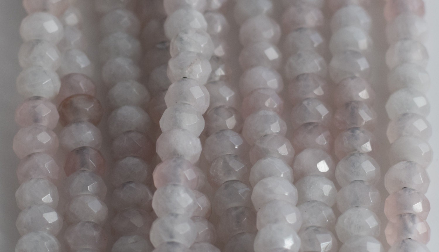 Rose Quartz Large Hole Gemstone Bead Strand, 5x8mm faceted rondelle