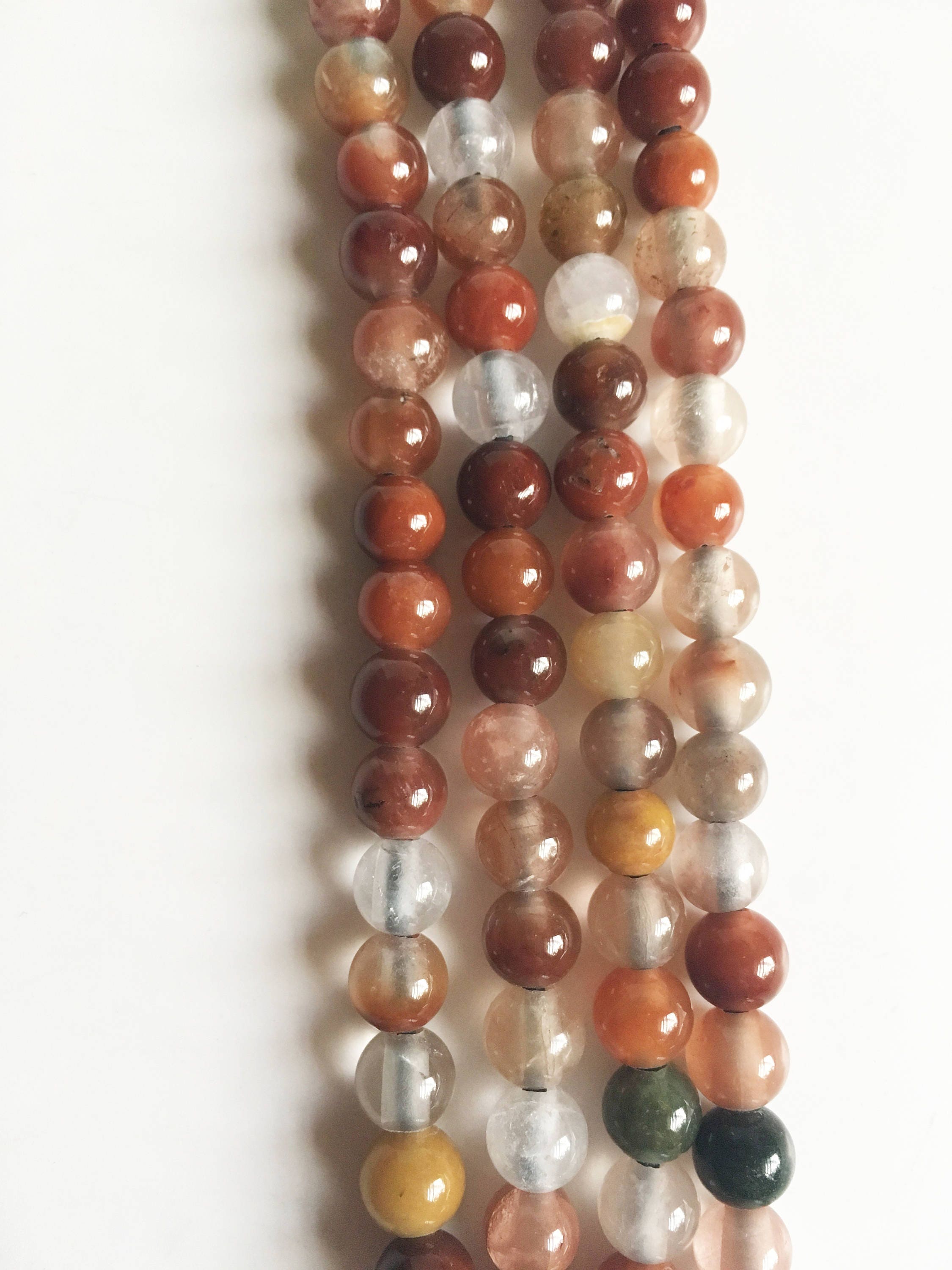 Mixed Quartz 8mm Smooth Round Big Hole Gemstone Bead strand, 8mm round