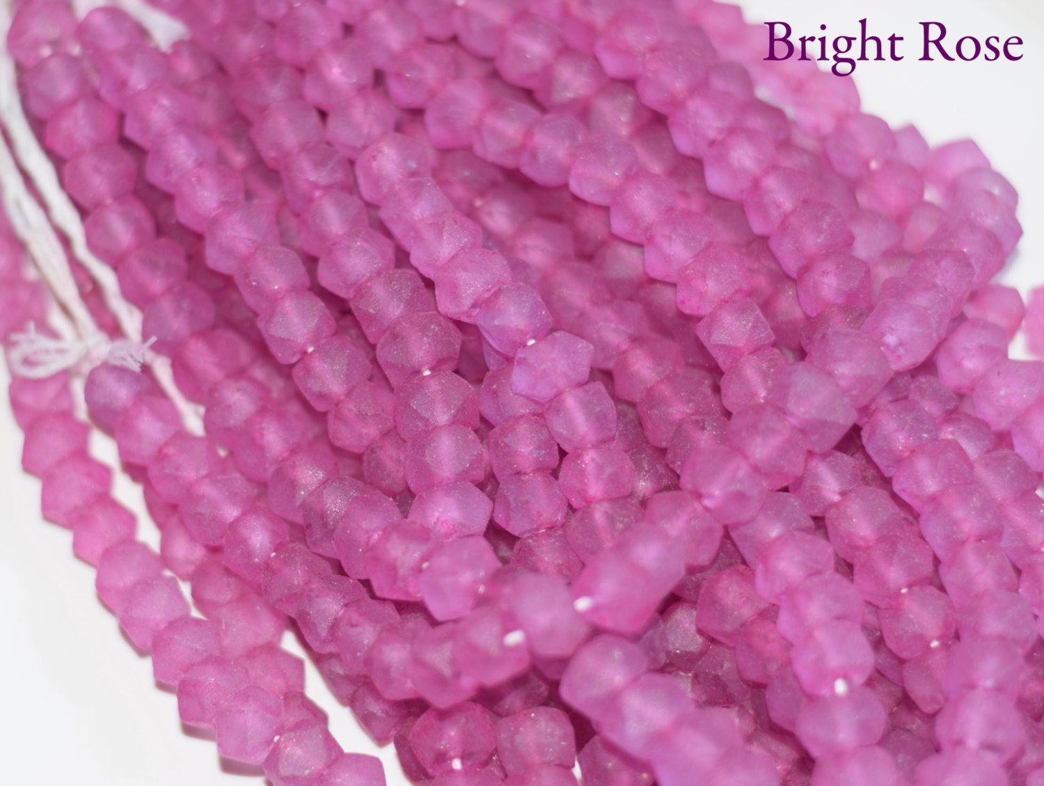 Rose Pink Large Holed Bali Recycled Glass Bead Strand, recycled glass