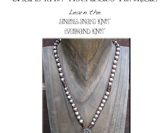Leather Pearl Necklace Tutorial: Snake Knot Macrame Jewelry (PDF Pattern)