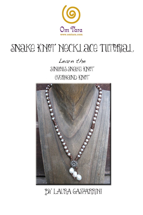 Leather Pearl Necklace Tutorial: Snake Knot Macrame Jewelry (PDF Pattern)