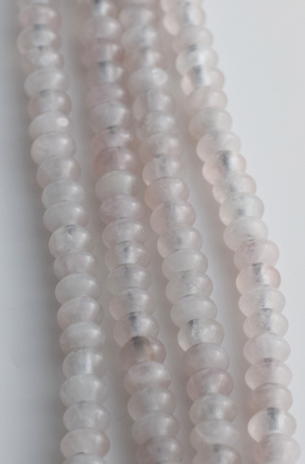 Rose Quartz Large Hole Gemstone Bead Strand, 5x8mm gemstone rondelle