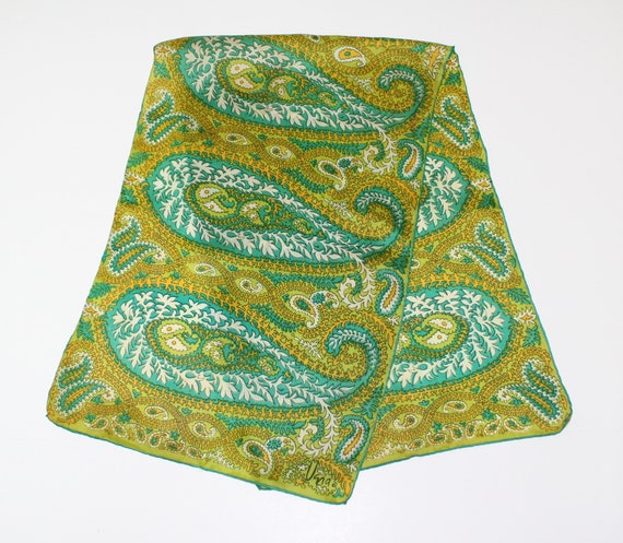 1960s Vera Paisley Shades of Green Scarf, Vera Rec