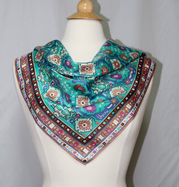 1960s Vera Mosaic Scarf, Vera Mosaic Design Scarf,