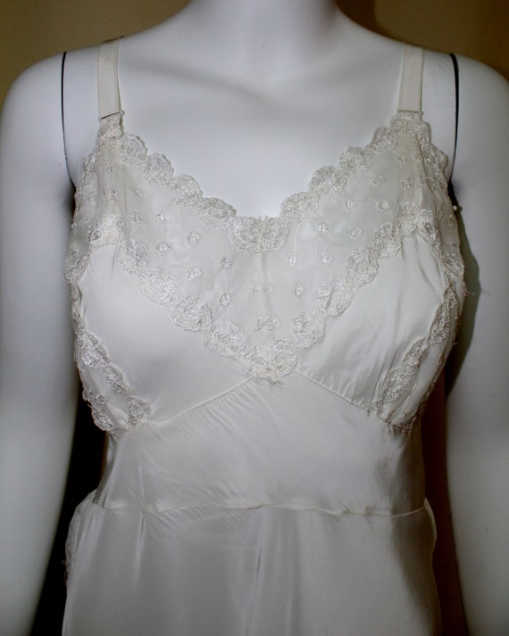 1940s Strainless White Full Slip, Size 36 Bias Cut