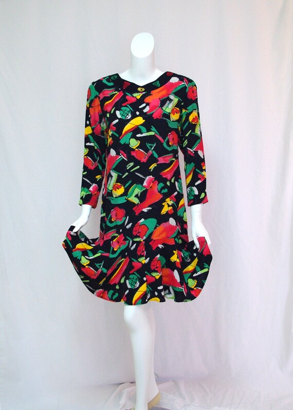 1980s Carole Little Floral Dress, Carole Little Ab