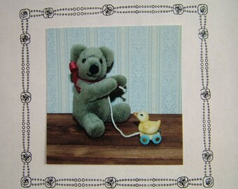 Hugging Miniature Bear Rubber Stamp 1 1/2"