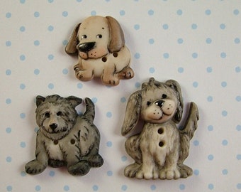 Dog Buttons set of 3