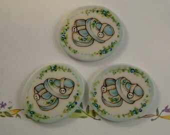 Baby Shoe Buttons set of 3