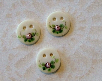 Pink Bud Sequin Button set of 3