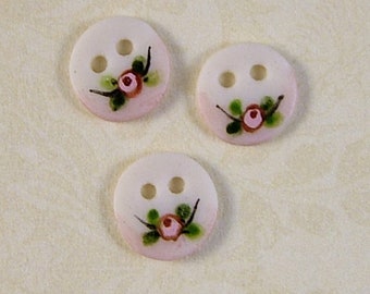 Sequin Button Pink set of 3