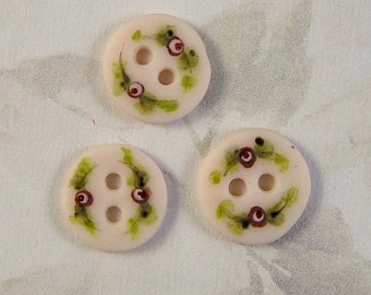 Pink Porcelain Doll Button set of 3 C