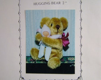 Hugging Miniature Bear Rubber Stamp 2"