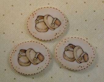 Baby Shoe Buttons set of 3