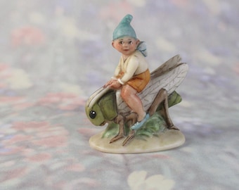 Brownie and Grasshopper Miniature Figurine