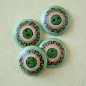 Blue Gear Button set of 4