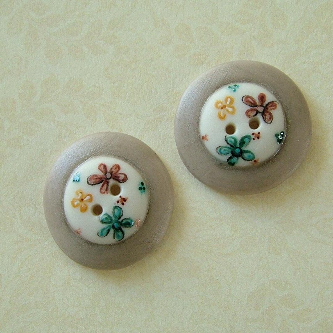 Taupe Round Button Set of 2 - Etsy