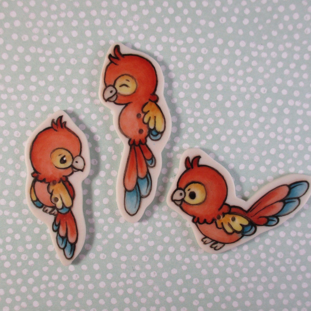 Parrot Buttons Set of 3 - Etsy